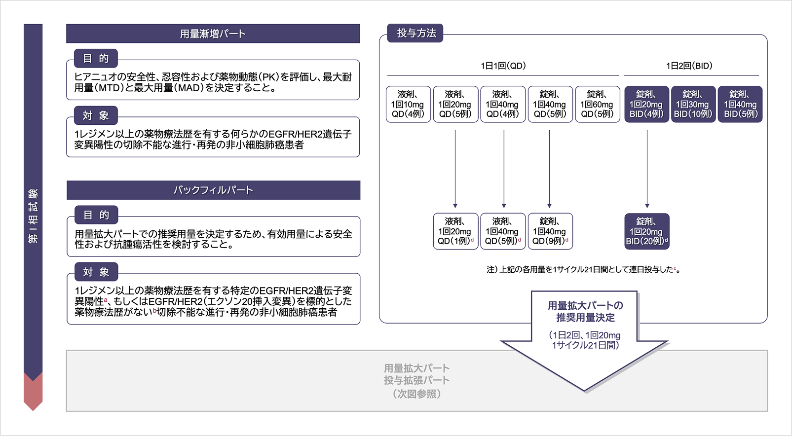 試験デザイン［用量漸増およびバックフィルパート］