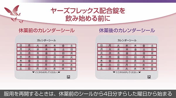 チャプター2：ヤーズフレックス配合錠を飲み始める前に カレンダーシールの使用方法