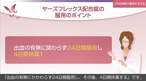 チャプター4：ヤーズフレックス配合錠の服用方法２ 28日周期で服用する方法